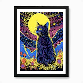 Celestial Pawlapse, Psychedelic Cats series Art Print