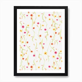 Floral Delicate Stripe Art Print