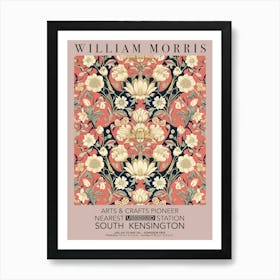 William Morris Valentines Gift Pink Botanical Flowers Art Print