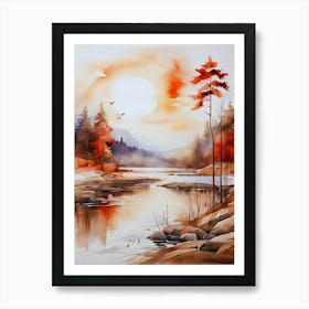 Watercolor Landscape Painting 3 Art Print