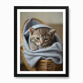 Kitten In A Basket 2 Art Print