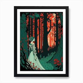 Lady In The Woods 1 Art Print