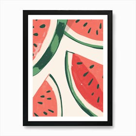 Watermelon Close Up Illustration 7 Art Print