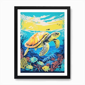 Sea Turtle Exploring The Ocean 6 Art Print