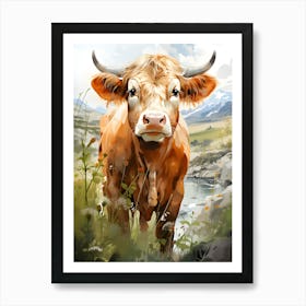 Bucolic Beauty Cow In The Countryside Art Print