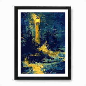 Lighthouse At Night 6 Art Print