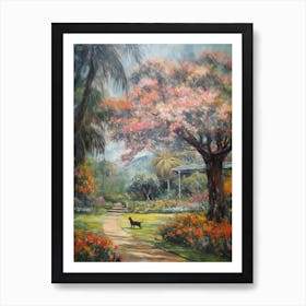 Painting Of A Cat In Royal Botanic Gardens, Kandy Sri Lanka In The Style Of Impressionism 04 Art Print