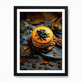 Almond Cake With Blueberries sweet food Art Print