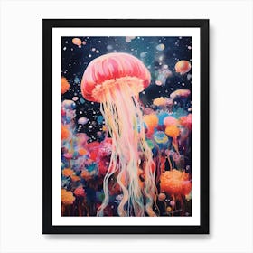 Collage Style Jelly Fish 3 Art Print