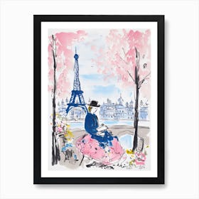 Paris, Dreamy Storybook Illustration 2 Art Print