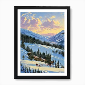 Soldeu, Andorra Ski Resort Vintage Landscape 1 Skiing Poster Art Print