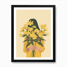 Spring Girl With Yellow Flowers 7 Art Print