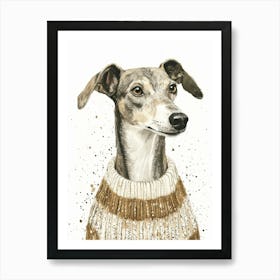 Whippet In Winter Woolly Jumper Art Print