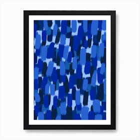 Abstract Blue Paint Brush Strokes Art Print