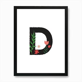 Bedroom Decor White Floral Letters Grey 04 Art Print