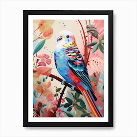 Bird Painting Collage Budgerigar 2 Art Print