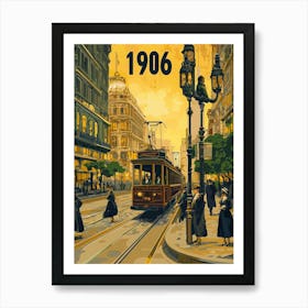 Aihrgdesign A Retro Travel Poster Of A Bustling 1906 City Str 60df6d6c Bfc2 4ba2 81fa 4df0e407d7e1 1 Art Print