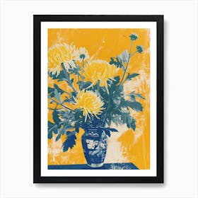 Chrysanthemum Flowers On A Table   Contemporary Illustration 2 Art Print