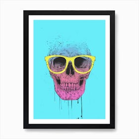 Pop Art Skull With Glasses Art Print