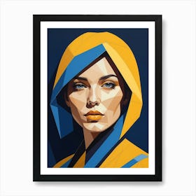 Geometric Woman Portrait Pop Art Fashion Yellow (15) Art Print
