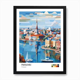 Helsinki, Finland, Geometric Illustration 4 Poster Art Print