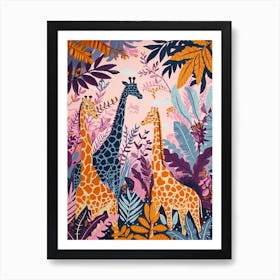 Fun Vibrant Giraffe Illustration 3 Art Print