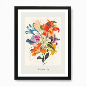 Gloriosa Lily 2 Collage Flower Bouquet Poster Art Print