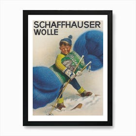 Boy With Giant Skein of Yarn Vintage Poster Art Print