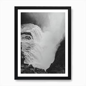 Gullfoss Black And White Landscape Art Print