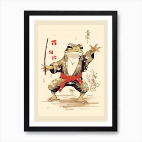 Frog Dancing, Matsumoto Hoji Inspired Japanese Woodblock 1 Art Print