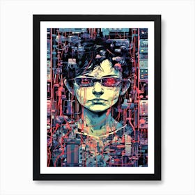 Cyber Child - Cyberpunk Boy Art Print