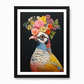 Bird With A Flower Crown Partridge 1 Art Print