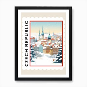 Retro Winter Stamp Poster Prague Czech Republic Art Print