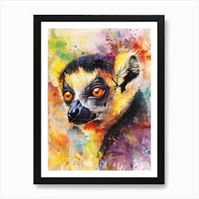 Lemur Colourful Watercolour 4 Art Print