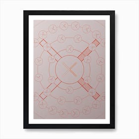Geometric Abstract Glyph Circle Array in Tomato Red n.0233 Art Print