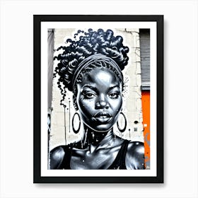 Graffiti Mural Of Beautiful Black Woman 406 Art Print