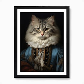 Cat In Medieval Clothing Rococo Style 8 Art Print