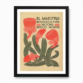 El Maestro, Cactus, Vintage Mexico Poster Art Print