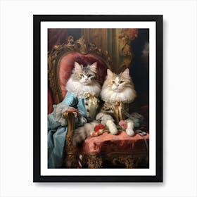 Royal Cats On A Red Throne Art Print