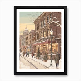 Vintage Winter Illustration New York City Usa 6 Art Print