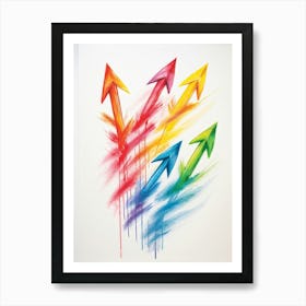 Arrows Composed Of Chalk And Crayon Strokes Floating Whimsically Against A Stark White Background (5) Art Print