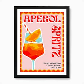 Aperol Spritz Cocktail Kitchen Gift For Her Art Print