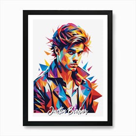 Justin Bieber 03 Portrait Music Icon Style WPAP Pop Art Art Print