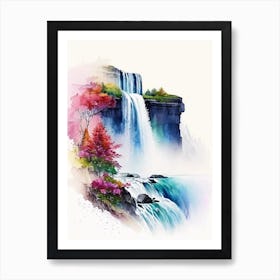 Niagara Falls Of The South, United States Water Colour  (2) Art Print