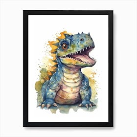 Majungasaurus Cute Dinosaur Watercolour 2 Art Print