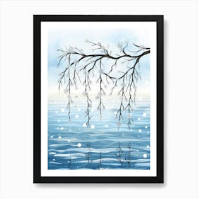 Winter Tree Branches On Water Art Print