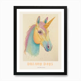 Pastel Storybook Style Unicorn 9 Poster Art Print