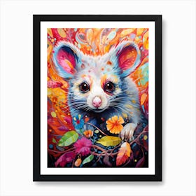  A Common Brushtail Possum Vibrant Paint Splash 1 Art Print