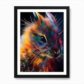 Colorful Year Of The Rabbit 01   Chinese Lunar Year Zodiac Sign Or Easter Bunny Digital Ai Art Art Print