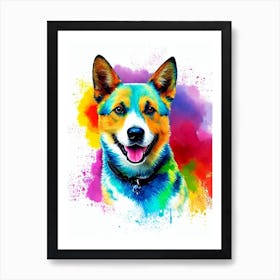 Australian Cattle Dog Rainbow Oil Painting Dog Art Print